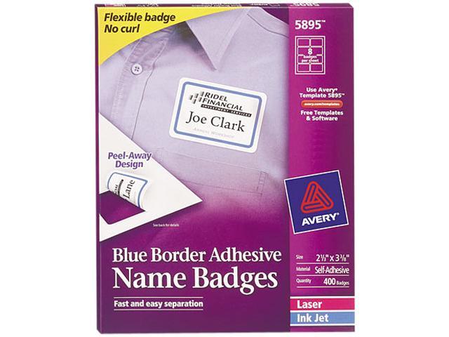 Avery Flexible Self-Adhesive Laser/Inkjet Name Badge Labels 2 1/3 x 3 3/8 WE 160 