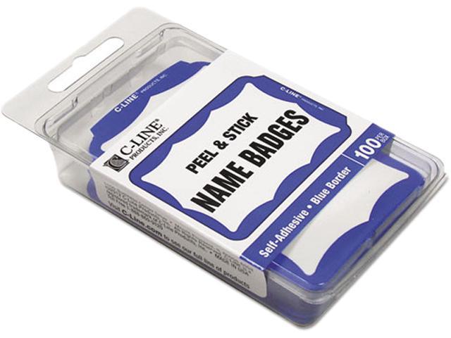 C-line 92265 Self-Adhesive Name Badges, 2 x 3-1/2, Blue, 100/Box