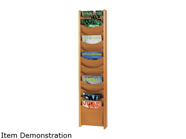Safco Solid Wood Wall-Mount Literature Display Rack, 11-1/4 x 3-3/4 x 48, Medium Oak