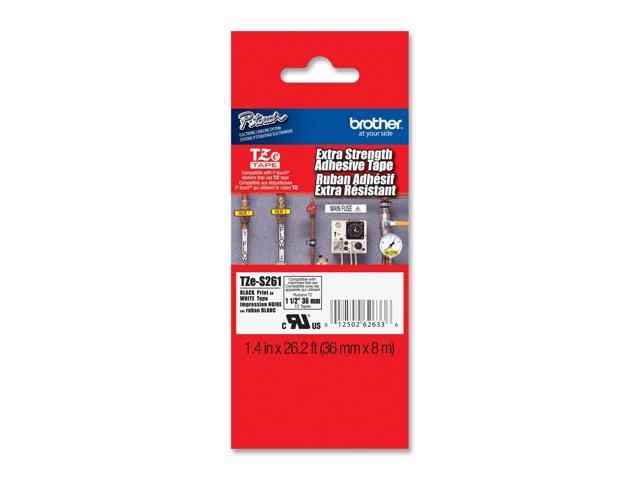 Brother P-Touch TZE-S261 TZ Extra-Strength Adhesive Laminated Labeling Tape, 1-1/2w, Black on White