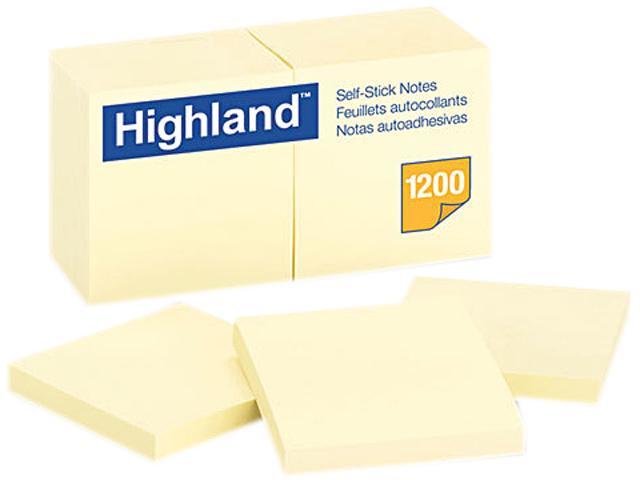 Highland 6549YW Self-Stick Pads, Yellow, 100 Sheets / Pad, 12 Pads / Pack