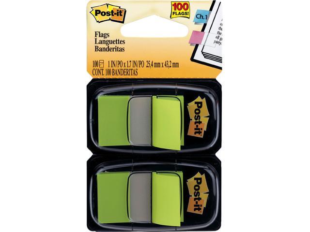 Bright Green 100 Flags Post-it Standard Page Flags in Dispenser  1in Wide 680-BG2