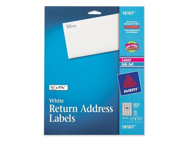Photo 1 of Avery Return Address Label 0.50" Width x 1.75" Length - 80 / Pack - Laser, Inkjet - White