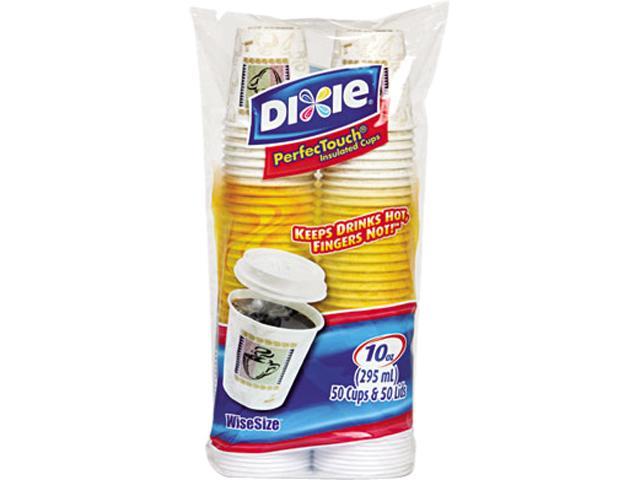 Dixie 5310COMBO600 10 oz, 50 Cups/White Lids per Pack Combo Bag Paper Hot Cups
