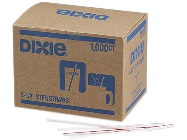 Dixie HS551 5.50" Plastic Stirrer, White / Red Stripe, 1000 Count