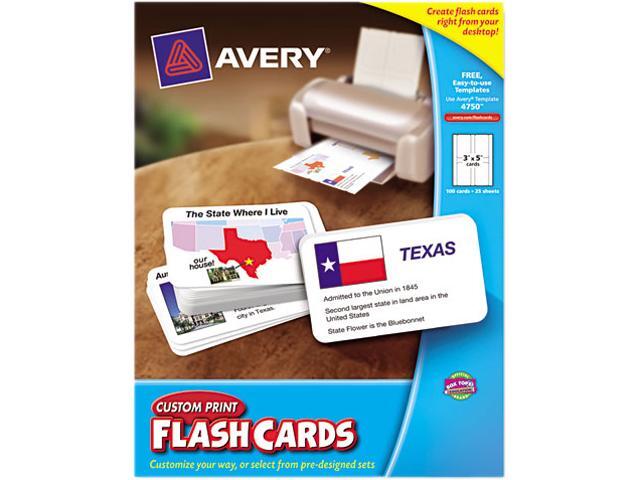 Avery 4750 Custom Print Flash Cards, 3" x 5", 100 Cards - Newegg.com