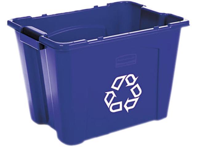 Rubbermaid 14-Gal Recycling Bin - Stackable Blue Container (Made From Recycled Plastic)