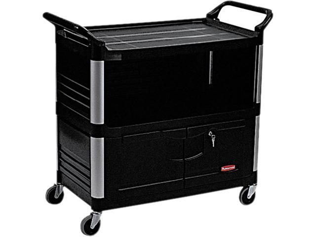 Rubbermaid Commercial RCP 4095 BLA Service Cart With Lockable Doors, Enclosed on 3 Sides, Black