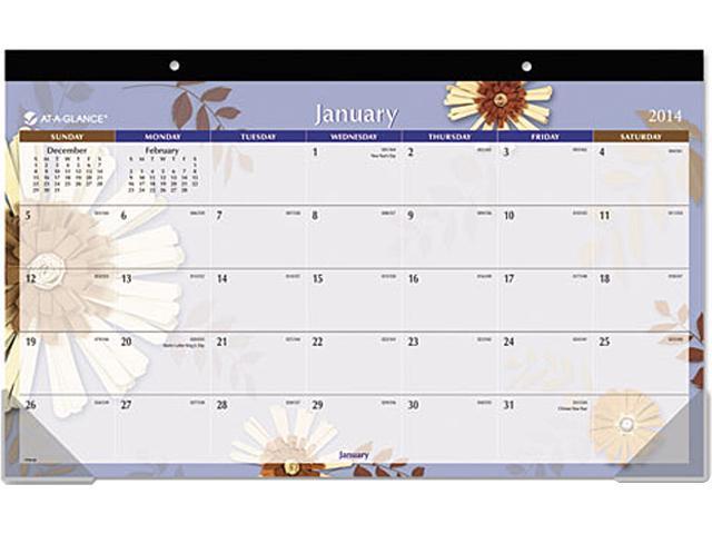AT-A-GLANCE PF5032 Paper Flowers Compact Monthly Desk Pad