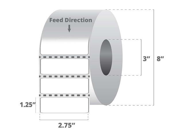 Zebra Label Polyester 2.75 x 1.25in Thermal Transfer Zebra Z-Ultimate ...