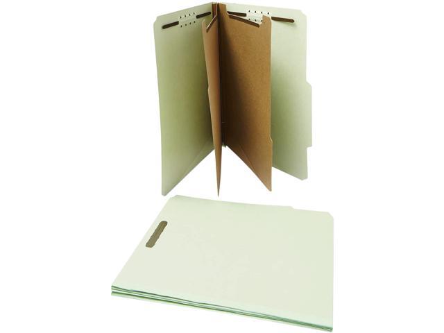 Universal UNV10273 Six--Section Pressboard Classification Folders, 2  Dividers, Letter Size, Gray-Green