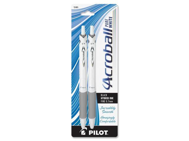 Pilot 31895 Acroball .7mm Retractable Pen, Fine Pen Point Type - 0.7 mm Pen  Point Size - Refillable - Black - White - 2/Pack 