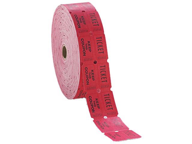 PM Company 59003 Consecutively Numbered Double Ticket Roll, Red, 2000 Tickets/Roll
