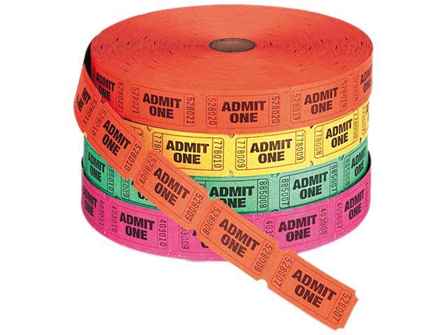 PM Company 59002 Admit One Single Ticket Roll, Numbered, Assorted, 2000 Tickets/Roll