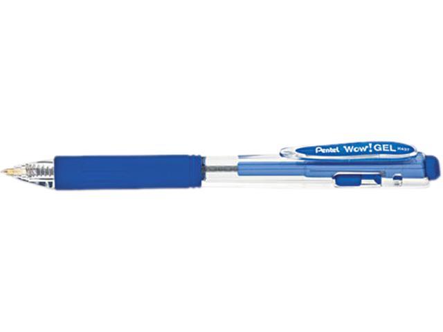 Pentel K437C WOW! Retractable Gel Pen, Blue Ink, Medium, Dozen