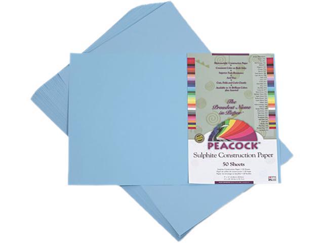 Pacon P7612 Peacock Sulphite Construction Paper, 76 lbs., 12 x 18, Sky Blue, 50 Sheets/Pack