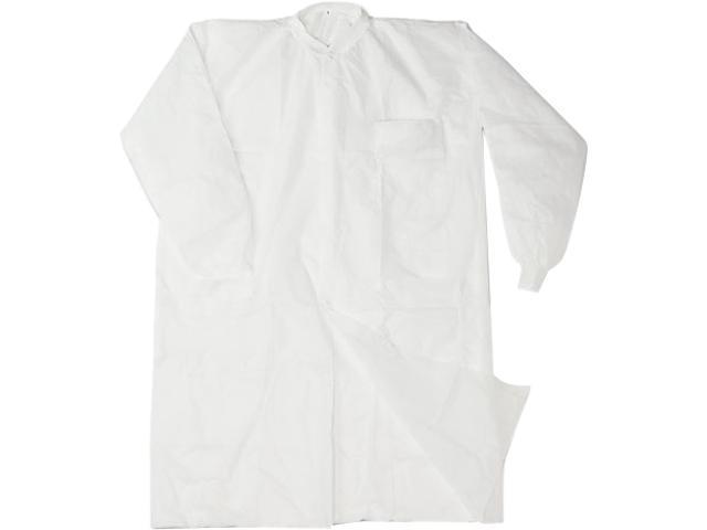 Impact 7385L Disposable Lab Coats, Spun-Bonded Polypropylene, Large, White, 30/Carton