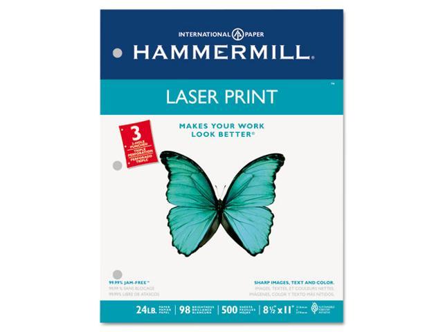 Hammermill 10768-1 Laser Print Office Paper, 3-Hole Punch, 98 Brightness, 24lb, Ltr, White, 500/Rm