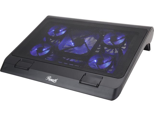 Rosewill Laptop Cooling Pad, Gaming Laptop Cooler for 12-17 Inch Laptops, 5 Quiet Fans Blue LED Light, Adjustable Angles, Wind Speed Control, 2 USB Ports - (RWNB17A)