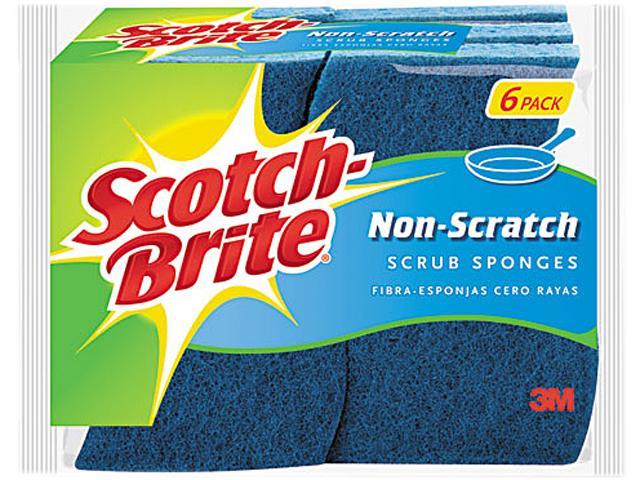 Scotch-Brite 526 No Scratch Multi-Purpose Scrub Sponge, 4 2/5 x 2 3/5", Blue, 6/Pack