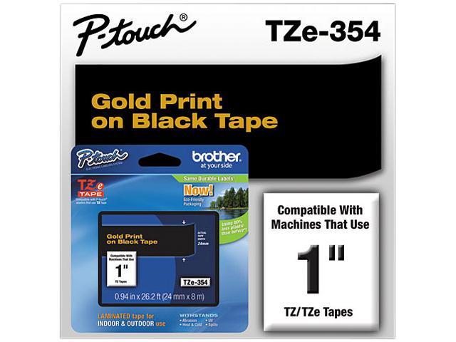 Brother TZE354 24 mm (0.94") Gold on Black tape for P-Touch 8 m (26.20 ft.)