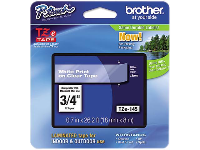 Brother TZE145 18 mm (0.70") White on Clear tape for P-Touch 8 m (26.20 ft.)