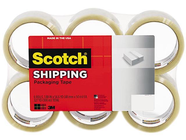 Scotch 3350-6 Lightweight Shipping Packaging Tape, 1.88" x 54.6 yds, Clear, 6/Pack