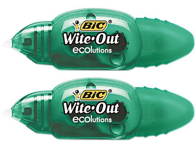 BIC WOETP21 Wite-Out Ecolutions Mini Correction Tape, White, 1/5" x 235", 2/Pack