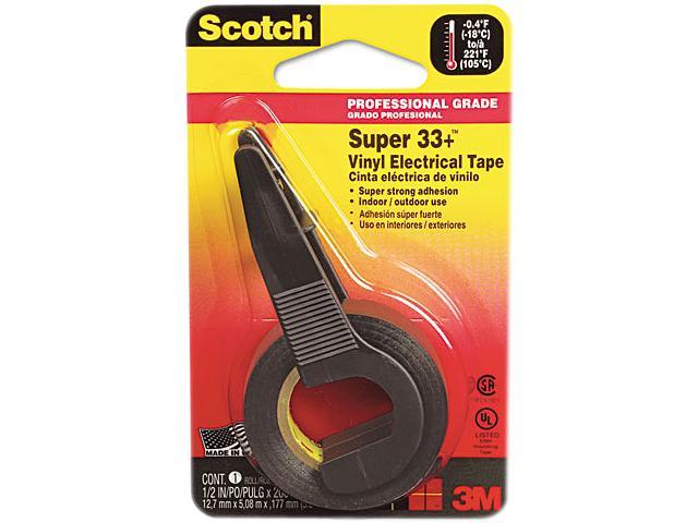 Scotch 194NA Super 33+ Electrical Tape w/Dispenser, 1/2" x 200" Roll, Black