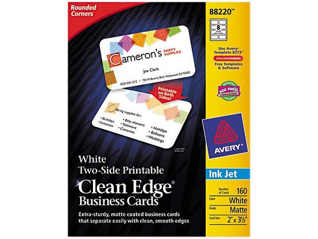Avery Rounded Two-Sided Clean Edge Business Cards Inkjet 2 x 3 1/2 White 160