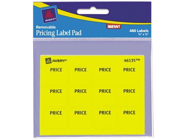Avery 46135 Permanent Label Pads, 3/4 x 7/8, Yellow, 480/Pack