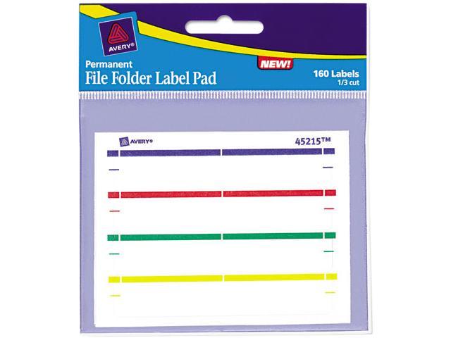 Avery 45215 Permanent Label Pads, 2/3 x 3 7/16, Assorted, 160/Pack ...