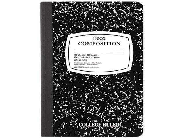 Mead Composition Book 9-3/4 x 7-1/2 Writing Journal Notebook with Lined Paper Home School Supplies for College Students & K-12 100 Sheets Wide Ruled Comp Book 09910 Black Marble 
