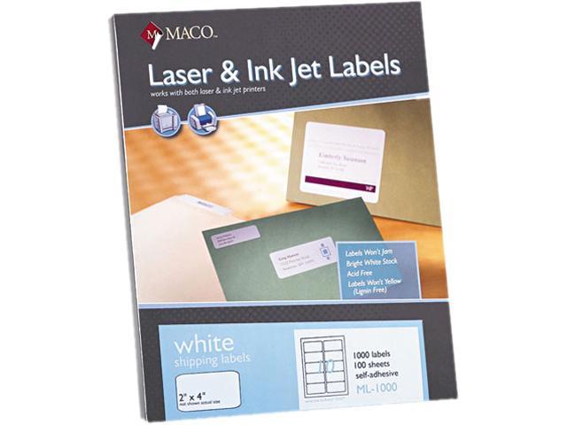 Maco ML-1000 White All-Purpose Labels, 2 x 4, 1000/Box