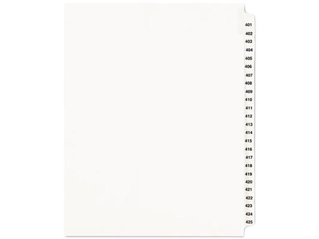 Avery-Style Legal Exhibit Side Tab Divider Title: 401-425 Letter White 01346