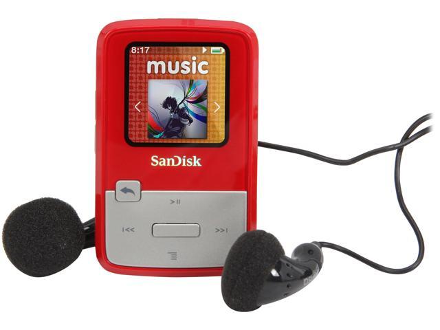 Sansa Clip Zip 4GB MP3 Player With microSD Slot, Red