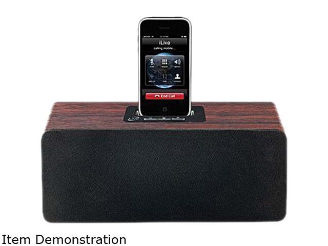 iLive ISP500CW Cherry Wood 2.1-Channel Speaker System for iPhone/iPod