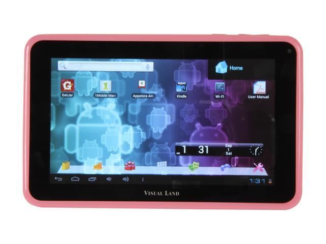 Visual Land ME-107-L-8GB-PNK 512MB DDR3 Memory 7.0" 800 x 480 Tablet, Pink Android 4.0 (Ice Cream Sandwich) Pink