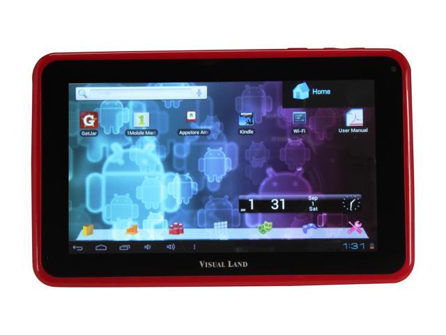 Visual Land ME-107-L-8GB-RED 512MB DDR3 Memory 7.0" 800 x 480 Tablet, Red Android 4.0 (Ice Cream Sandwich) Red