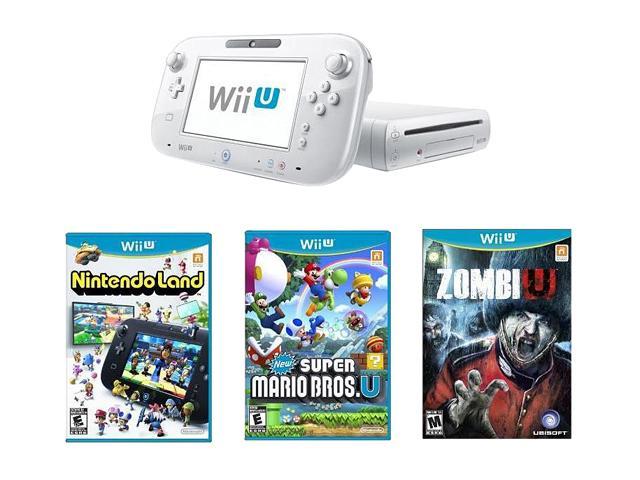 Nintendo Wii U Nintendoland New Super Mario Bros Wii U And Zombiu Bundle White White Newegg Com