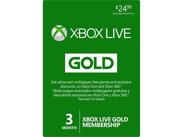 Microsoft Xbox Live 3 Month Gold Membership Card