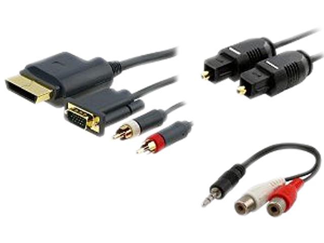 INSTEN Premium VGA Cable w/ Port + Digital Optical Audio TosLink Cable + 3.5mm Stereo to 2 RCA M/F Cable