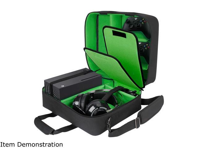 USA GEAR Xbox Case - Console Case Compatible with Xbox Series X and Xbox Series S with Customizable Interior for Xbox Controllers, Xbox Games, Gaming Headset, and More Gaming Accessories (Green)