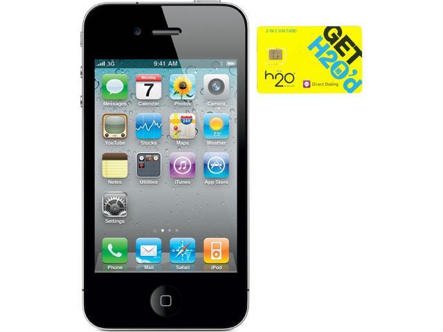 Apple Iphone 4s Mf263e A Black 8gb Unlocked Gsm Cell Phone H2o 30 Sim Card Newegg Com