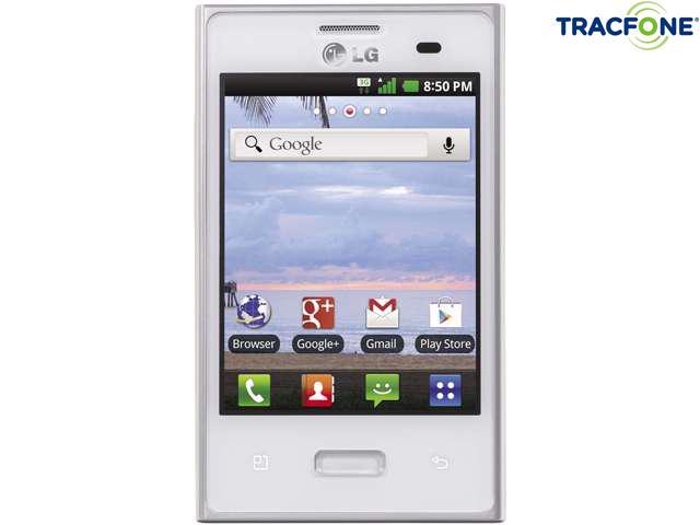 LG Optimus Dynamic 38C White 800MHz Tracfone Android Smart Phone with 600 Minutes (200 Minute Airtime Card) & Triple Minutes for Life