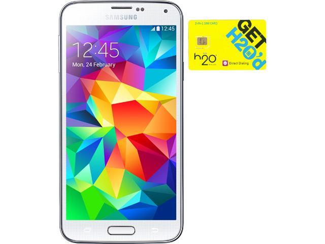 Samsung Galaxy S5 G900h White 16gb Android Phone H2o 30 Sim Card Newegg Com