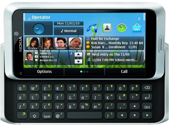 Nokia E7 E7-00 3G 16GB Unlocked GSM Slide-Out Keyboard Phone 4.0" Silver 16GB, 1GB ROM 256 MB RAM