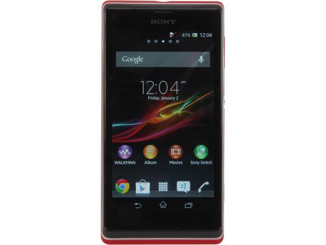 Sony Xperia L C2104 Unlocked Cell Phone 4.3" Red 8 GB, 1 GB RAM