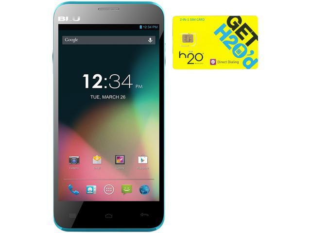 BLU Dash 5.0 D410a Blue Dual-SIM Android Cell Phone + H2O $50 SIM Card