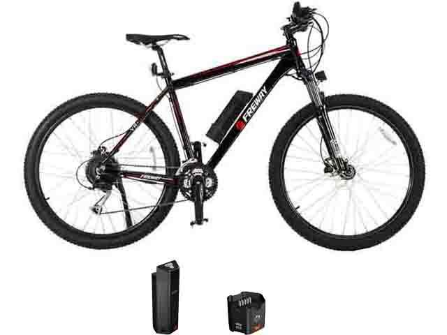 FREWAY Electric Mountain eBike with 27 Speed Pedal-Assist (Black)